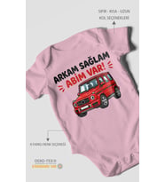 Arkam sağlam abim var Kısa Kollu Bebek Body %100 Pamuk