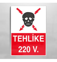 Teklike 220 V Uyarı Levhası 50x70cm (Karışık)