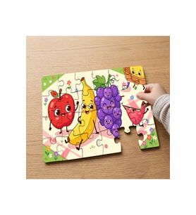 Gülen Meyveler Tasarımlı 24 Parça Ahşap Çocuk Puzzle