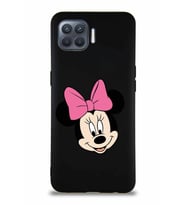Oppo Reno 4 Lite Soft Premier Kapak Minnie Mouse-C Tasarımlı Silikon Kılıf - Siyah (Şeffaf)