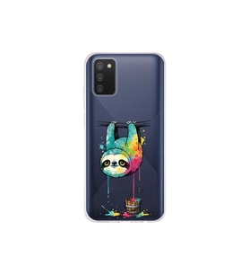Samsung Galaxy A02s ile Uyumlu Splash Tembel Hayvan Tasarımlı Şeffaf Silikon Kılıf