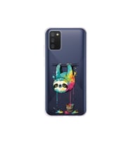 Samsung Galaxy A02s ile Uyumlu Splash Tembel Hayvan Tasarımlı Şeffaf Silikon Kılıf