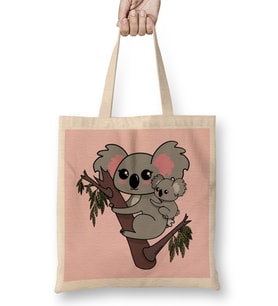 Kawaii Koalas Mother And Baby Mothers Day Bez Çanta Uzun Saplı