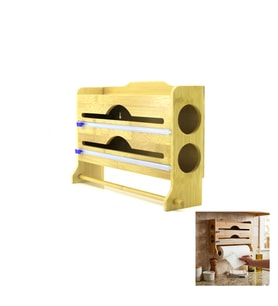 2IN1 = 2 STREÇLİK - 1 KAĞIT HAVLULUK AHŞAP BAMBU STREÇLİK - FOLYOLUK - HAVLULUK KESİCİ BIÇAK KANALLI (5668)