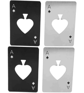 Valkyrie 4 Adet Poker Kart Paslanmaz Çelik Şişe Açacağı