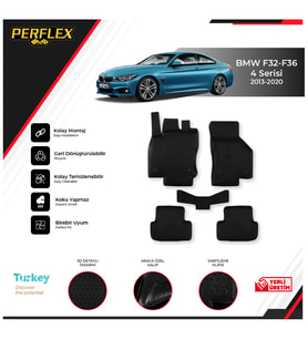 Bmw F32 - F36 4 Serisi 2013-2020 3D Havuzlu Paspas (Siyah - Beyaz)
