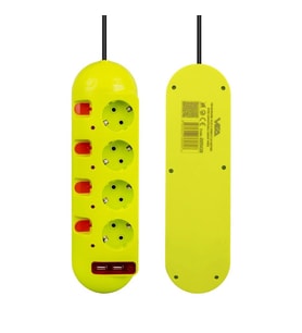 Vea VE-E40USB 4 lü 2 USB'li 1.5 Metre Ayrı Anahtarlı Grup Priz Uzatma Kablosu 3860 Watt 16 Amper