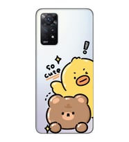 Redmi Note 11 Pro Uyumlu Sevimli Ördek ve Ayıcık Desenli Şeffaf Telefon Kılıfı