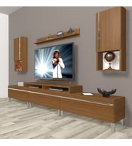 Decoraktiv Ekoflex 270TA Mdf Krom Ayaklı Tv Ünitesi Tv Sehpası - Naturel Ceviz