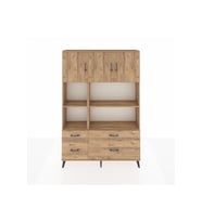 Arges Gardrop 8 Raflı 4 Çekmeceli 3 Kapaklı 132x30x195 Çam-Çam