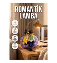 Romantik Çift Temalı LED Dekoratif Masa Lambası Kitap Okuyan Figürlü Gece Lambası