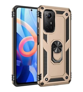 Durukar® Redmi Note 12S Kılıf Sofya Yüzüklü Silikon Kapak - Gold