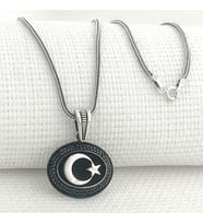 925 Ayar Gümüş Siyah Taşlı Ayyıldız Kolye