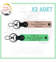 Yavruağzı-F Yeşil, Motor Severlere, İsim Plaka ve 0 Rh (+) Kan Grubu, Özel Tasarım 2'li Anahtarlık