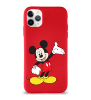 Apple iPhone 11 Pro Max  Lansman Kılıf Mickey Mouse Tasarımlı Altı Kapalı İçi Kadife Kaplı  Kapak (Şeffaf)