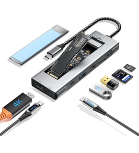 8 İN 1 USB-C HUB M.2 NVME/SATA SSD DİSK KUTUSU ÇOKLAYICI 10GBPS, 4K HDMI, PD100W