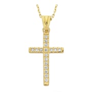 Altın Klasik Taşlı Cross Kolye