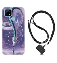 Realme C11 C21 C21Y C25Y C11 2021 Kılıf Boyun Askılı Silikon Kız ve Ejderha 1742