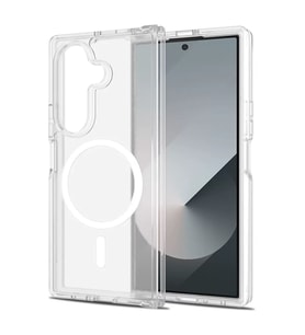 Samsung Galaxy Z Fold 7 Uyumlu Kılıf M-safe Şarj Özellikli Şeffaf Sert PC Zore Embos Kapak