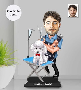 Kişiye Özel  Pet Kuaförü Kadın Ahşap Eco Biblo -1