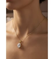 Gümüş oval 12x8 mm 4,5 carat tektaş kolye (Sarı)