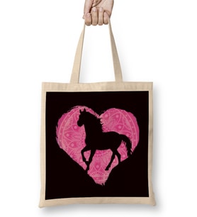 Heart Horse Fan Horses Riding Equestrian Sport Horseshoe Bez Çanta Uzun Saplı