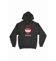 Salzburg Avusturya Bayraklı Kalpli Siyah Sweatshirt Hoodie