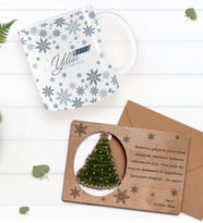 BK Gift Kişiye Özel Mutlu Yıllar Kupa Bardak ve Retro Ahşap Yılbaşı Tebrik Kartı Hediye Seti-7 (Sarı)