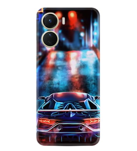 Vivo Y16 Kılıf Silikon Desen Özel Seri Neon Cars 1724