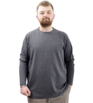 Mode XL Büyük Beden Erkek Sweatshirt Bisiklet Yaka Uzun Kol WAFFLE 23460 Antrasit