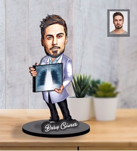 Kişiye Özel Doktor Tasarımlı Karikatür İki Katmanlı Ahşap Biblo Bay-4-Eco