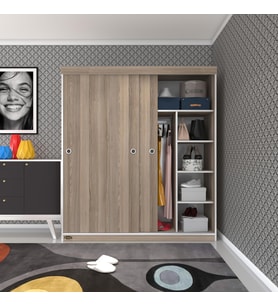 Kenzlife gardırop sürgülü kapaklı kapılı 160 papatya crd gardolap dolap (Karışık)