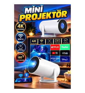 Taşınabilir Android 11 Akıllı Projektör 720P HDMI USB Wi-Fi Destekli Ayaklı Mini Projektör