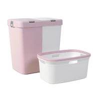 Geseus Motek Ikili Kirli Çamaşır Sepeti Ve Çamaşır Selesi Ikili Set Çeyiz Seti Pembe+Pudra
