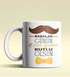 Kişiye Özel Babalar Günün Kutlu Olsun 15 Temalı Beyaz Kupa
