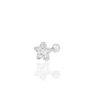 Gümüş rodyumlu zirkon taşlı papatya modeli Tragus helix Piercing küpe SGTL12205RODAJ