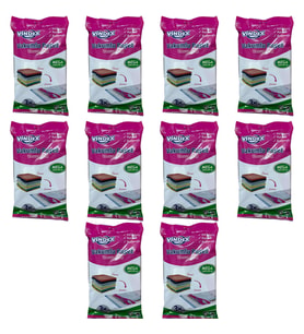 Vindex Vakumlu Giyisi Yastık Yorgan Saklama Torbası Poşeti Hurç - Mega - 100x130 Cm. - 10 Paket