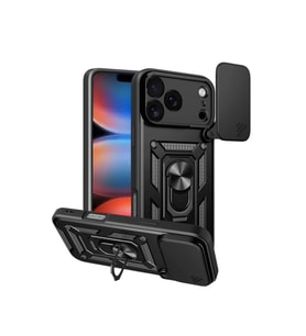 Apple İphone 17 Pro Max Pars Lens Yüzüklü Silikon - Siyah