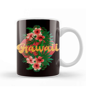 Hawaii Flowers Hibiscus Island Vacation Ocean Traveler Beach Kupa Bardak Porselen