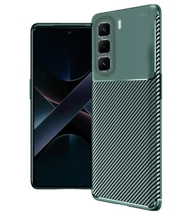 Newface İnfinix Hot 50 4G Kılıf Auto Focus Karbon Kapak - Koyu Yeşil