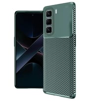 Newface İnfinix Hot 50 4G Kılıf Auto Focus Karbon Kapak - Koyu Yeşil
