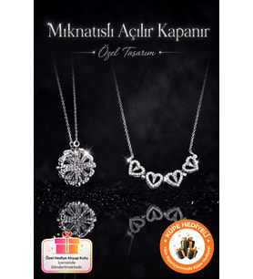 Mıknatıslı Açılır Kapanır Kalp Yonca 925 Ayar Gümüş Hediyelik Kalpten 4 Yapraklı Yoncaya Dönüşen 2'si 1 Arada Özel Tasarım Çift Kullanımlı 45 Cm Zincirli Uğur Bereket Şans Aşk Simgesi Kadın Kolye