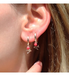 Doğal Mercan Taşlı Martı Rose Gold Kaplama Gümüş Küpe