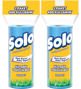 Solo Hijyenik Temizlik Bezi (İç adet 20 Li) (Kokusuz ve Hızla Kuruyan) (2 Li Set)