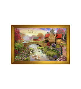Manzara Temalı Kanvas Tablo 50 x 70 cm Gold Çerçeve