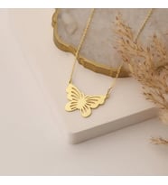 Kişiye Özel Zarif Kelebek Model Kolye 925K Gümüş (Gold)