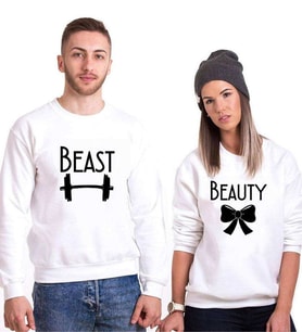 Tshirthane Beast Beauty2 Sevgili Kombinleri Sweatshirt Kombini (Tek Ürün Fiyatıdır.)