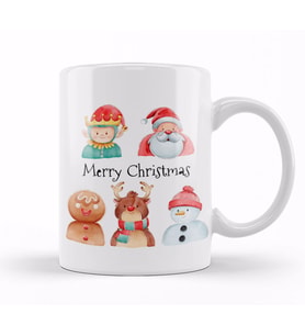 Yeni Yıl Konseptli Noel Karakter Kupa Bardak Porselen