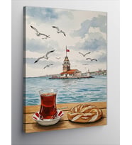 Kanvas Tablo Kız Kulesi ve Türk Çayı