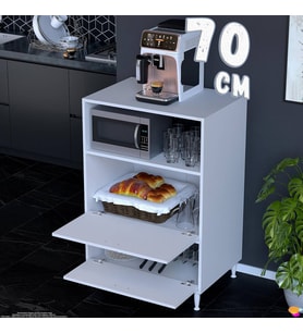 Eliusta Linea Üstü Açık Mutfak Dolabı 70 cm Mikrodalga Fırın Tezgahı Çift Kapaklı Kiler Düzenleyici Dolap